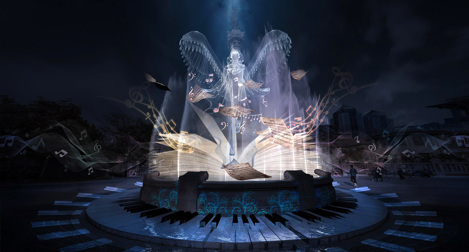 天津马可波罗广场大型灯光秀